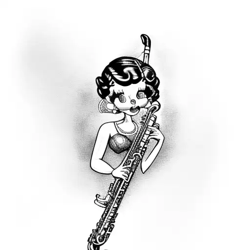 Betty boop holding saxophone tattoo design idea