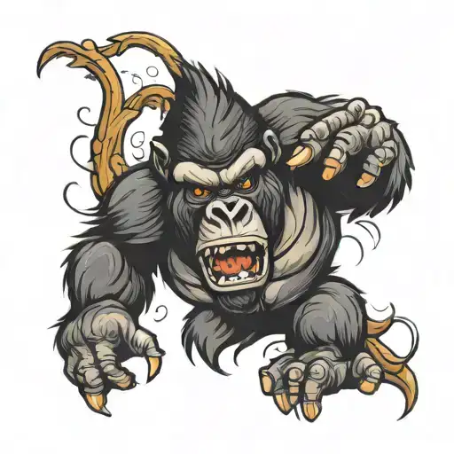 angry gorilla tattoo design idea