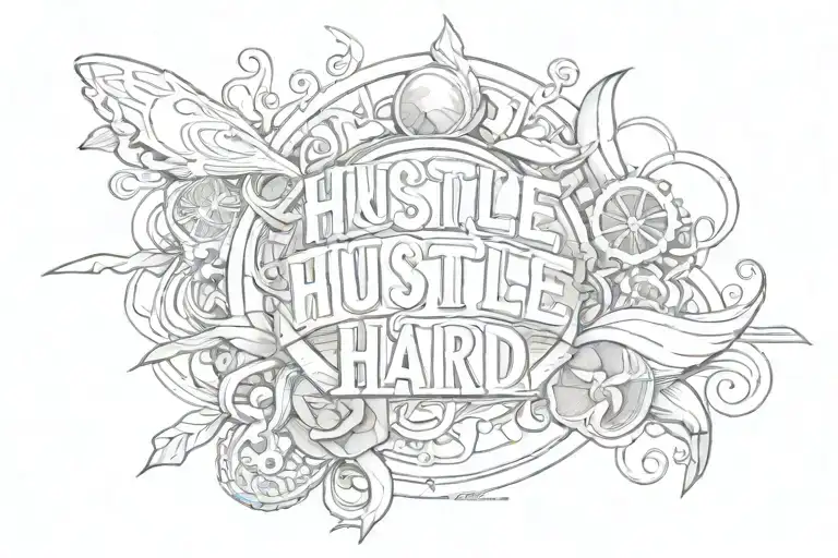 hustle hard tattoo design idea