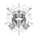 Create a dotwork design featuring a welding mask with the flag of Portugal tattoo design idea