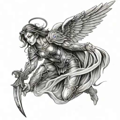 angel  warrior  tattoo design idea