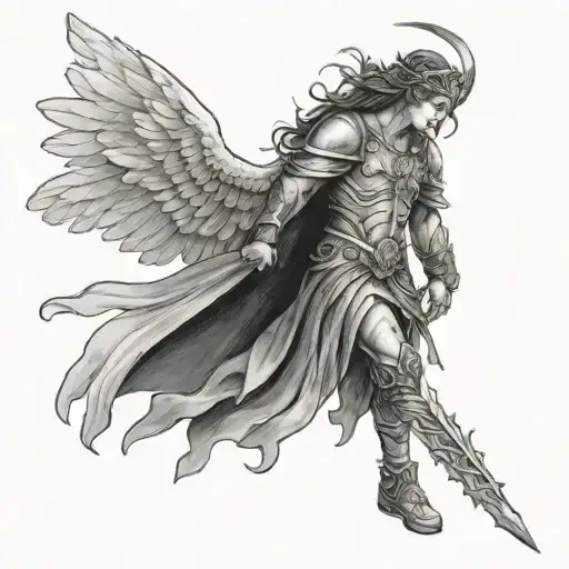 angel  warrior  tattoo design idea