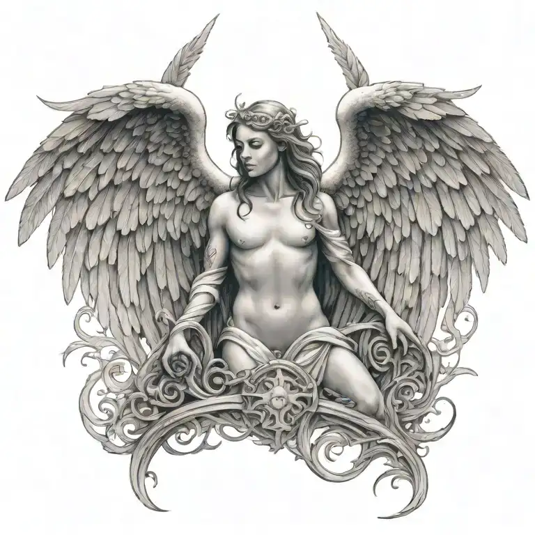 angel coming out of heavens gate  tattoo design idea