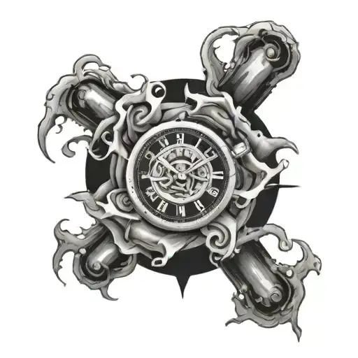 rose time piece luffy gear 4 tattoo design idea