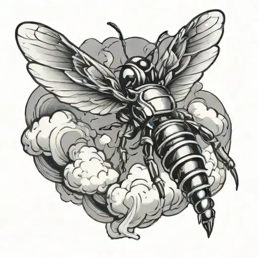 hornet soaring through the clouds tattoo design idea