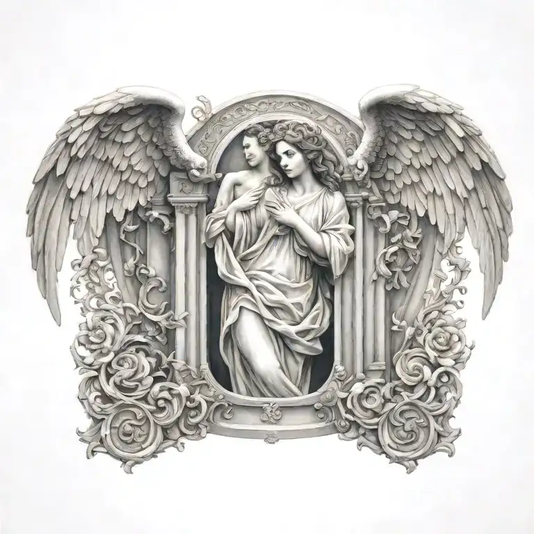 angel heaven gates tattoo design idea