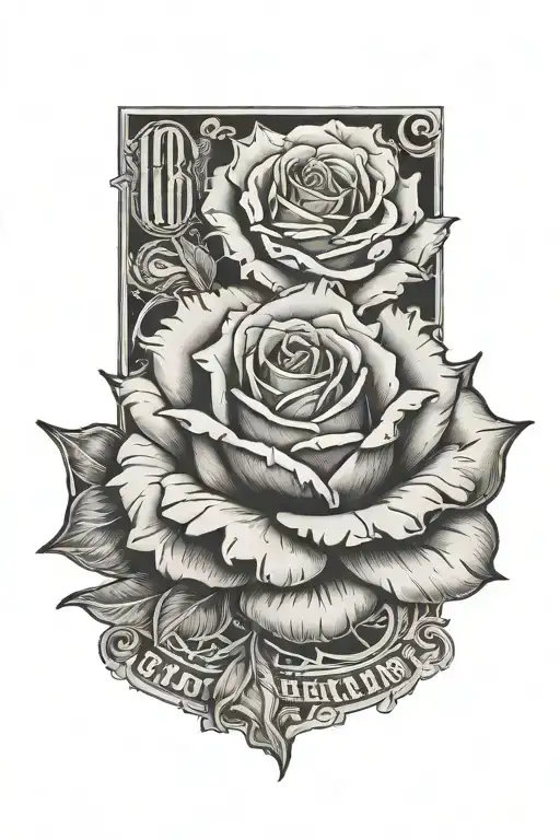 100  dollar bill  rose tattoo design idea
