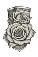 100  dollar bill  rose wrapped tattoo design idea