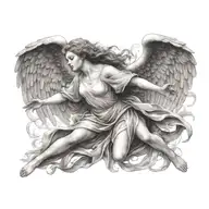 flying angel holding tattoo design idea