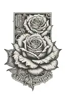 100  dollar bill  rose tattoo design idea