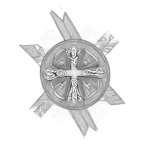 Christian Cross with floral  tattoo design idea