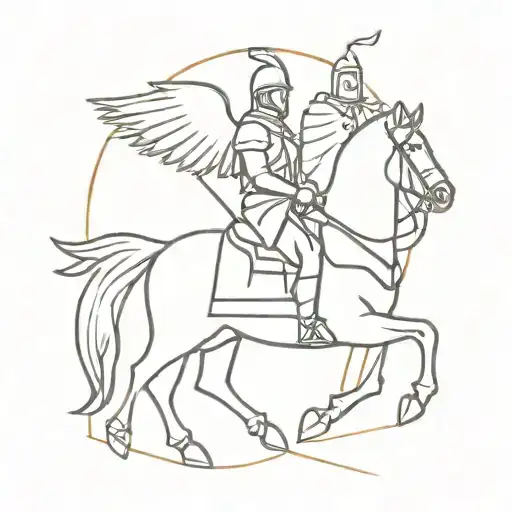 winged hussar warriors riding tattoo design idea