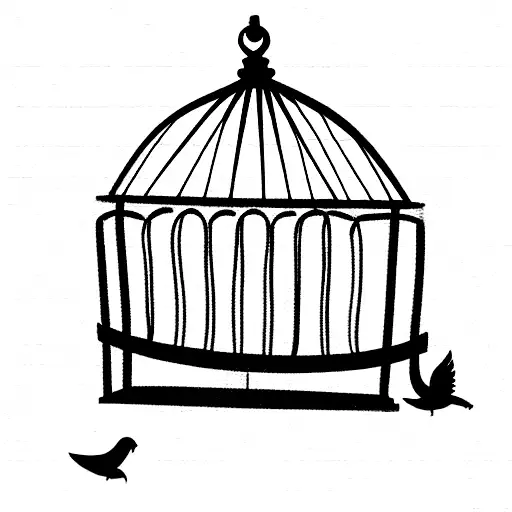 I envisions  birdcage with an open door. Inside the cage, a lifeless bird and others flying away  tattoo design idea