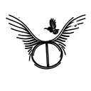 open cage with a dead bird inside and other flying away from the open door tattoo design idea