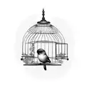I envisions  birdcage with an open door. Inside the cage, a lifeless bird and others flying away  tattoo design idea