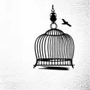I envisions  birdcage with an open door. Inside the cage, a lifeless bird and others flying away  tattoo design idea