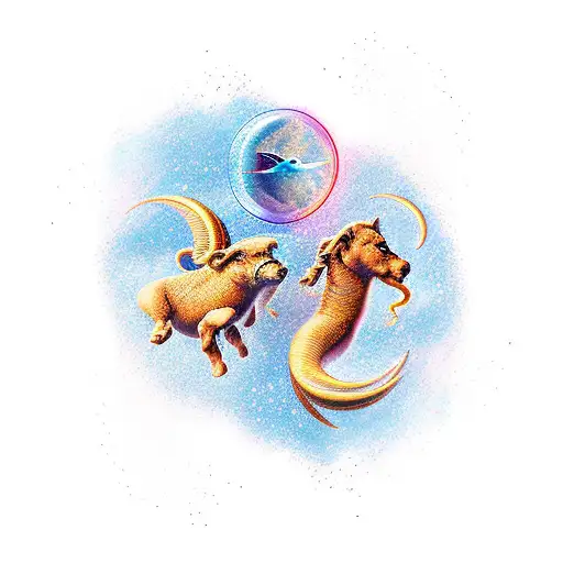Aries and Pisces combined  tattoo design idea