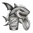 Hammer head shark in a beer glass  tattoo design idea