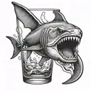 Hammer head shark in a beer glass  tattoo design idea