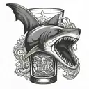 Hammer head shark in a beer glass  tattoo design idea