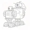 A time-traveling robot visiting different eras in history tattoo design idea