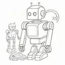 A time-traveling robot visiting different eras in history tattoo design idea