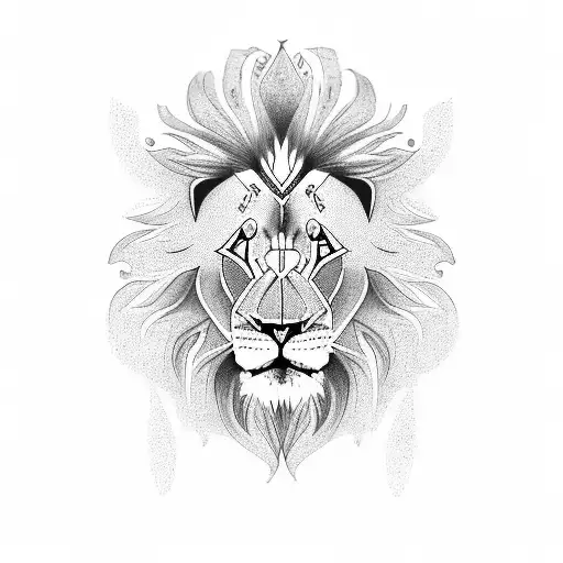 lion with blue eyes tattoo design idea