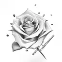 drumstick, roses and rock and roll tattoo design idea