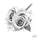 drumstick, roses and rock and roll tattoo design idea