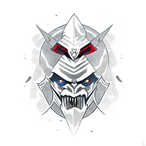 angry klingon-warrior with pronounced head ridges in space tattoo design idea