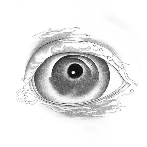 Eye with Clouds and Thunder around it tattoo design idea