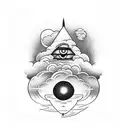 Third Eye with Clouds and Thunder tattoo design idea
