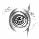 Eye with Clouds and Thunder around it tattoo design idea