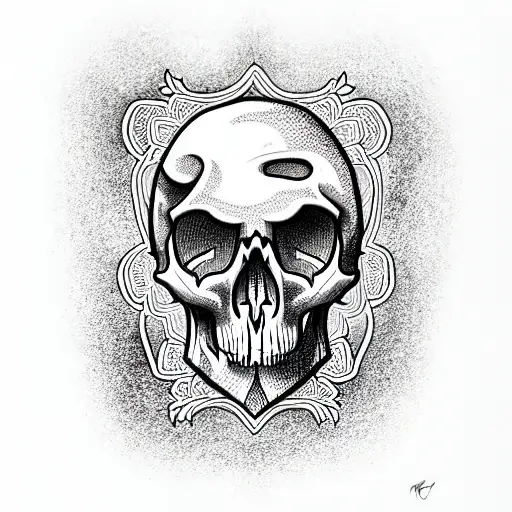 skull with bong tattoo design idea