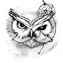 owl with dream catcher tattoo design idea