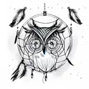 owl with dream catcher tattoo design idea