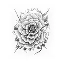 skeleton hand holding bouquet of Venus fly traps and black dahlias tattoo design idea