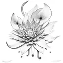 black dahlia Venus fly trap bouquet  tattoo design idea