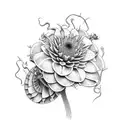 black dahlia Venus fly trap bouquet  tattoo design idea