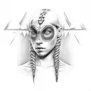 arrowhead native realistic with braids incorporated  tattoo design idea