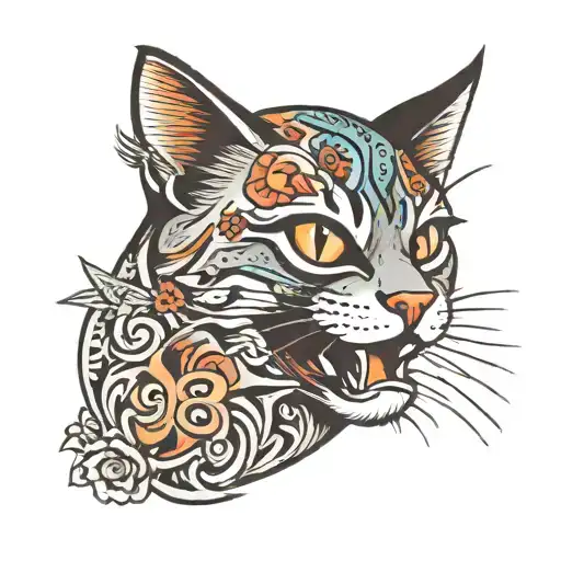 alley cat 9 lives  tattoo design idea