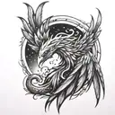 Anime-inspired phoenix rising from ashes with a scythe motif tattoo design idea