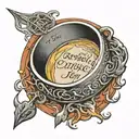 the one ring lord of the rings inscription tattoo design idea
