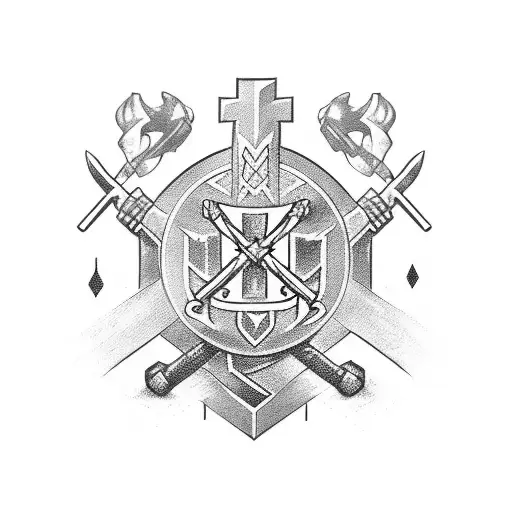 cross sabers MI crest tattoo design idea