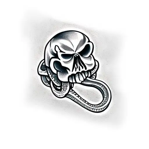 half arm skull snake tattoo design idea