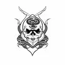 skull snake tattoo design idea