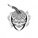 skull snake tattoo design idea