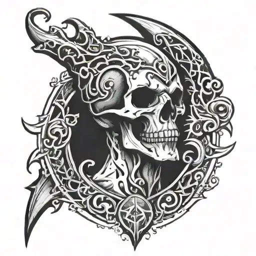 full neck sketch in the style of the deathmetal band logo  tattoo design idea