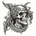 full neck sketch in the style of the deathmetal band logo  tattoo design idea