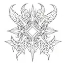 a symmetrical sketch of a tattoo on the entire neck in the style of the deathmetal band logo tattoo design idea